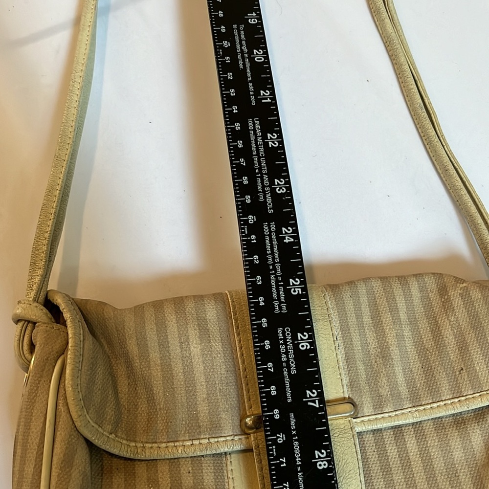 FENDI ivory striped crossbody bag perfect inside with zip pocket snap closure - Picture 11 of 13